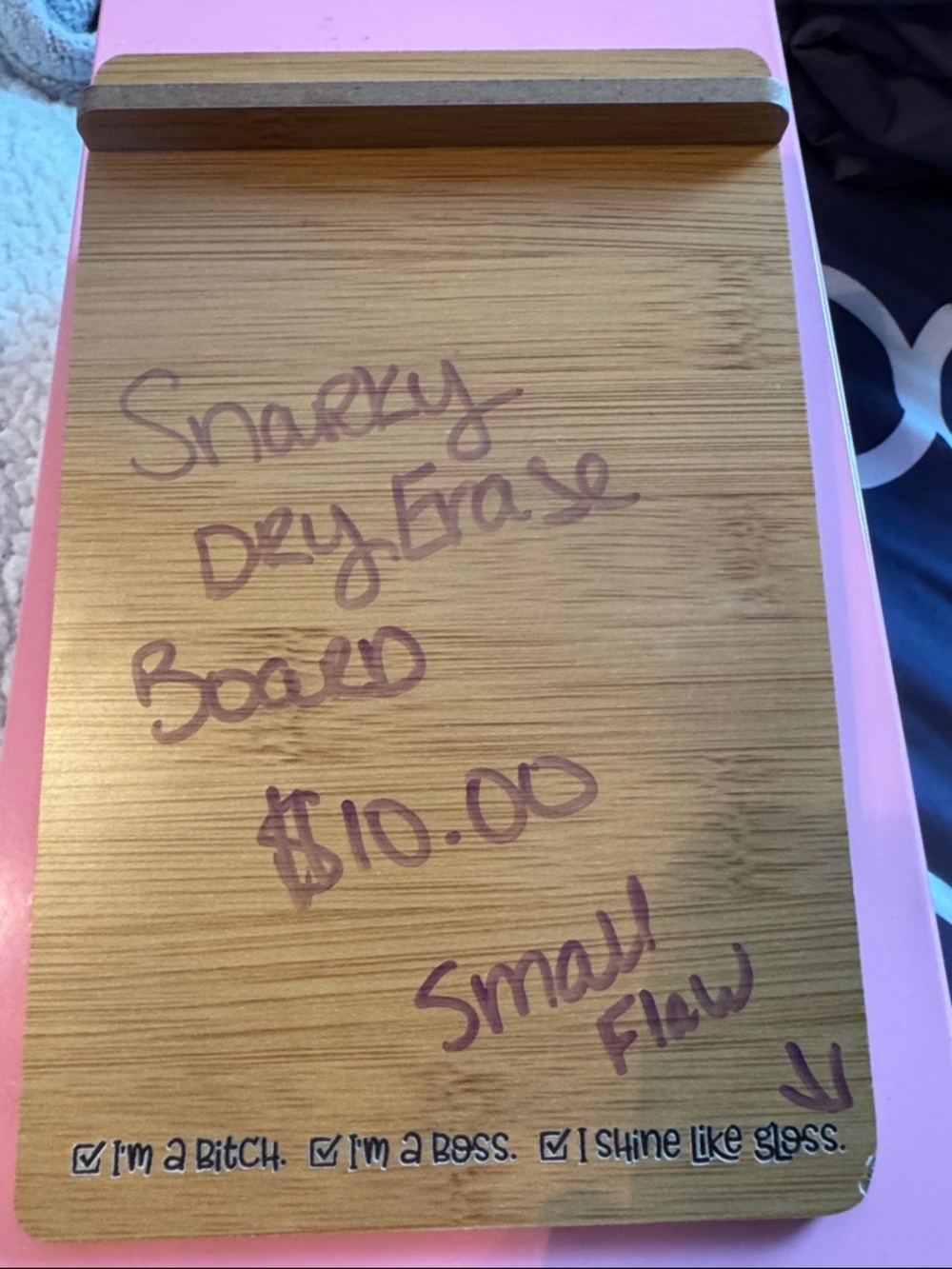 Wood Bamboo Dry Erase‎ Board with Pink Frame